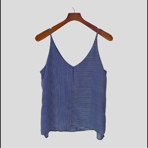 BP Nordstrom Flowy White and Navy Striped Spaghetti Strap V -Neck Cami Sz M